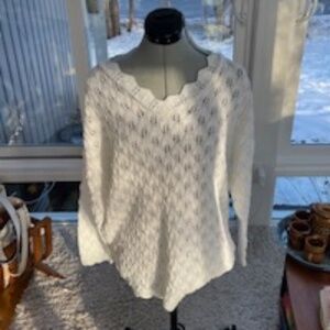 Vintage white open-knit sweater - S